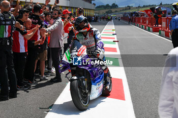 2023-06-11 - Jorge Martin ES Prima Pramac Racing Ducati celebrate on the podium after the Gran Premio d'Italia Oakley - RACE MOTOGP GRAND PRIX OF ITALY - MOTOGP - MOTORS