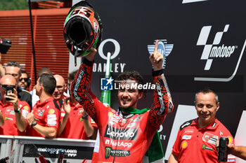 2023-06-11 - Francesco Bagnaia IT Ducati Lenovo Team Ducati celebrate on the podium after the Gran Premio d'Italia Oakley - RACE MOTOGP GRAND PRIX OF ITALY - MOTOGP - MOTORS