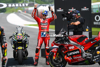2023-06-10 - Francesco Bagnaia IT Ducati Lenovo Team Ducati celebrate sprint race podium - TISSOT SPRINT MOTOGP GRAND PRIX OF ITALY - MOTOGP - MOTORS