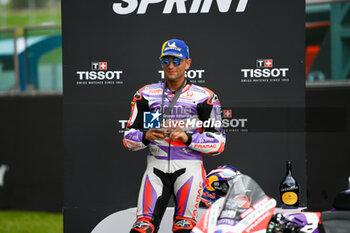 2023-06-10 - Jorge Martin ES Prima Pramac Racing Ducati celebrate sprint race podium - TISSOT SPRINT MOTOGP GRAND PRIX OF ITALY - MOTOGP - MOTORS