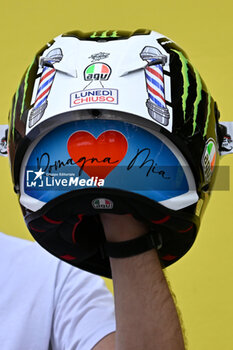 2023-06-10 - The helmet for Mugello of italian rider Marco Bezzecchi of Mooney VR46 Racing Team - QUALIFYING MOTOGP GRAND PRIX OF ITALY - MOTOGP - MOTORS