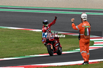 2023-06-10 - Italian rider Francesco Bagnaia of Ducati Lenovo Team celebrates the victory of Sprint Race - TISSOT SPRINT MOTOGP GRAND PRIX OF ITALY - MOTOGP - MOTORS