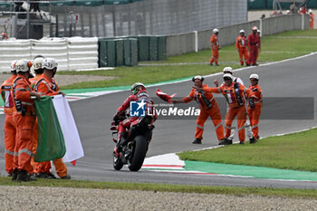 2023-06-10 - Italian rider Francesco Bagnaia of Ducati Lenovo Team celebrates the victory of Sprint Race - TISSOT SPRINT MOTOGP GRAND PRIX OF ITALY - MOTOGP - MOTORS