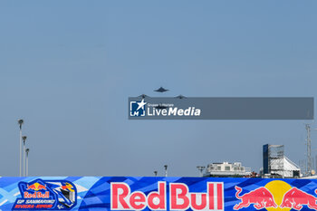 2023-09-10 - Demo Italian Navy Jets fly over the runway of Misano World Circuit Marco Simoncelli before the start of the MotoGP race - GRAN PREMIO RED BULL DI SAN MARINO E DELLA RIVIERA DI RIMINI - RACE AND PRESS CONFERENCE - MOTOGP - MOTORS