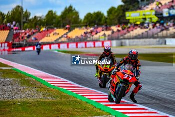 2023-09-01 - Pedro Acosta (37) of Spain and Red Bull KTM Ajo and Tony Arbolino (14) of Italy and ELF Marc VDS Racing Team during the MOTO 2 Free Practice 2 of the Catalunya Grand Prix at Montmelo racetrack, Spain on September 01, 2023 (Photo: Alvaro Sanchez) Cordon Press - FREE PRACTICE MOTOGP GRAN PRIX CATALUNYA - MOTOGP - MOTORS