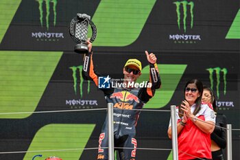2023-09-03 - Albert Arenas (3rd) of Spain and Red Bull KTM Ajo during the MOTO 2 PODIUM of the Catalunya Grand Prix at Montmelo racetrack, Spain on September 03, 2023 (Photo: Alvaro Sanchez) Cordon Press - RACES MOTOGP CATALUNYA - MOTOGP - MOTORS