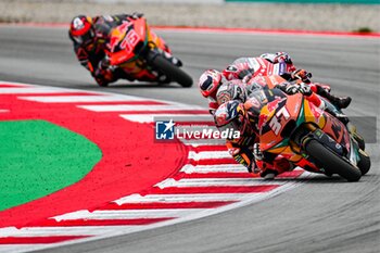 2023-09-03 - Pedro Acosta (37) of Spain and Red Bull KTM Ajo , Aron Canet (40) of Spain and Pons Wegow Los40 and Jake Dixon (96) of United Kingdom of Great Britain and Northern Ireland and GASGAS Aspar Team during the MOTO 2 RACE of the Catalunya Grand Prix at Montmelo racetrack, Spain on September 03, 2023 (Photo: Alvaro Sanchez) Cordon Press - RACES MOTOGP CATALUNYA - MOTOGP - MOTORS