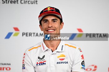 2023-10-12 - Press conference and events before MotoGP Grand Prix of Indonesia at Pertamina Mandalika Circuit, Indonesia, October 12, 2023 In picture: Marc Marquez Rueda de prensa previa y eventos antes del Gran Premio de Indonesia en el Pertamina Mandalika Circuit, Indonesia 12 de Octubre de 2023 POOL/ MotoGP.com / Cordon Press Images will be for editorial use only. Mandatory credit: ?MotoGP.com Cordon Press Cordon Press - PRESS CONFERENCE AND EVENTS MOTOGP GRAND PRIX OF INDONESIA - MOTOGP - MOTORS