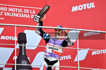 2023-11-26 - Zarco Johann FRA Prima Pramac Racing Ducati celebrates second place - 2023 MOTOGP GRAND PRIX OF SPAIN - GRAN PREMIO MOTUL DE LA COMUNITAT VALENCIANA - RACE E PRESS CONFERENCE - MOTOGP - MOTORS