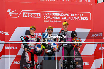2023-11-26 - The podium of the Moto3 race - 2023 MOTOGP GRAND PRIX OF SPAIN - GRAN PREMIO MOTUL DE LA COMUNITAT VALENCIANA - RACE E PRESS CONFERENCE - MOTOGP - MOTORS