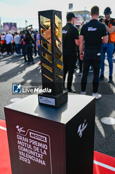 2023-11-26 - The first place Trophy of the MotoGP race - 2023 MOTOGP GRAND PRIX OF SPAIN - GRAN PREMIO MOTUL DE LA COMUNITAT VALENCIANA - RACE E PRESS CONFERENCE - MOTOGP - MOTORS