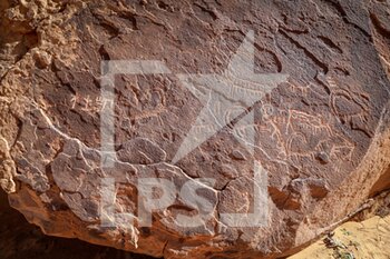 2023-01-04 - Carvings in the stone during the Stage 4 of the Dakar 2023 around Haïl, on January 4th, 2023 in Haïl, Saudi Arabia - AUTO - DAKAR 2023 - STAGE 4 - RALLY - MOTORS