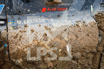 15/01/2023 - 211 EKSTROM Mattias (swe), BERGVIST Emil (swe), Team Audi Sport, Audi RS Q e-tron E2, Auto, details of mud during the Stage 14 of the Dakar 2023 between Al-Hofuf and Damman, on January 15, 2023 in Damman, Saudi Arabia - AUTO - DAKAR 2023 - STAGE 14 - RALLY - MOTORI