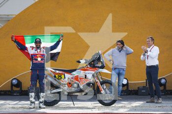 2023-01-15 - BALOOSHI Mohammed (are), MX Ride Dubai, Husqvarna, Moto, Motul, portrait during the Podium Finish of the Dakar 2023 in Damman, on January 15, 2023 in Damman, Saudi Arabia - AUTO - DAKAR 2023 - PODIUM FINISH - RALLY - MOTORS