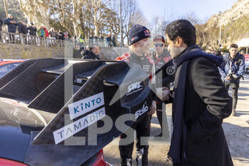 21/01/2023 - BEN SULAYEM Mohammed, FIA President, ROVANPERA Kalle (FIN), TOYOTA Yaris Rally1 Hybrid, portrait during the Rallye Automobile Monte Carlo 2023, 1st round of the 2023 WRC World Rally Car Championship, from January 19 to 22, 2023 at Monte Carlo, Monaco - AUTO - WRC - RALLYE AUTOMOBILE MONTE CARLO 2023 - RALLY - MOTORI