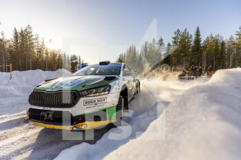 2023-02-10 - 28 Sami PAJARI (FIN), Enni MÄLKÖNEN (FIN), TOKSPORT WRT, SKODA Fabia RS, RC2, Rally2, action during the Rally Sweden 2023, 2nd round of the 2023 WRC World Rally Car Championship, from February 9 to 12, 2023 at Umea, Vasterbotten County, Sweden - AUTO - WRC - RALLY SWEDEN 2023 - RALLY - MOTORS