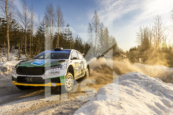 2023-02-11 - 28 Sami PAJARI (FIN), Enni MÄLKÖNEN (FIN), TOKSPORT WRT, SKODA Fabia RS, RC2, Rally2, action during the Rally Sweden 2023, 2nd round of the 2023 WRC World Rally Car Championship, from February 9 to 12, 2023 at Umea, Vasterbotten County, Sweden - AUTO - WRC - RALLY SWEDEN 2023 - RALLY - MOTORS
