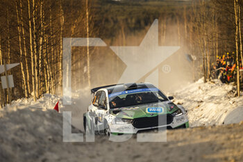 2023-02-11 - 28 Sami PAJARI (FIN), Enni MÄLKÖNEN (FIN), TOKSPORT WRT, SKODA Fabia RS, RC2, Rally2, action during the Rally Sweden 2023, 2nd round of the 2023 WRC World Rally Car Championship, from February 9 to 12, 2023 at Umea, Vasterbotten County, Sweden - AUTO - WRC - RALLY SWEDEN 2023 - RALLY - MOTORS