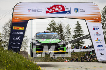 2023-04-21 - 23 Gus GREENSMITH (GBR), Jonas ANDERSSON (SWE), SKODA FABIA RS, RC2, Rally2, action during the Croatia Rally 2023, 4th round of the 2023 WRC World Rally Car Championship, from April 20 to 23, 2023 in Zagreb, Croatia - AUTO - WRC - CROATIA RALLY 2023 - RALLY - MOTORS