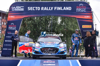 2023-08-03 - Ott Tanak (Est) Martin Jarveoja (Est) Of Team M-Sport Ford World Rally Team , Ford Puma Rally1 Hybrid,During,Ceremonial Start, Jyvaskyla,2023,02 Aug 2023 ,In Jyvaskyla,Finland - FIA WORLD RALLY CHAMPIONSHIP WRC SECTO AUTOMOTIVE RALLY FINLAND 2023 - RALLY - MOTORS