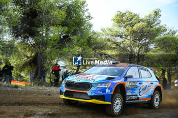 2023-09-08 - Lauri Joona of Finland and Tuukka Shemeikka of Finland are competing with their Skoda Fabia Evo #34 during Day One of the FIA World Rally Championship EKO Acropolis Rally on September 08, 2023 in Loutraki, Greece. - FIA WORLD RALLY CHAMPIONSHIP EKO ACROPOLIS RALLY - DAY ONE - RALLY - MOTORS