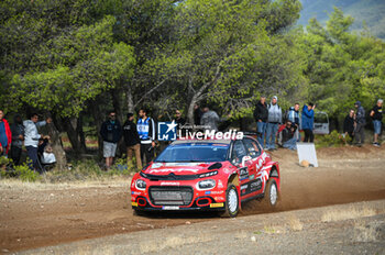 2023-09-08 - Alejandro Cachon of Spain and Alejandro Lopez of Spain are competing with their Citroen C3 #38 during Day One of the FIA World Rally Championship EKO Acropolis Rally on September 08, 2023 in Loutraki, Greece. - FIA WORLD RALLY CHAMPIONSHIP EKO ACROPOLIS RALLY - DAY ONE - RALLY - MOTORS