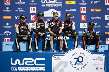 2023-09-10 - ROVANPERA Kalle (FIN), TOYOTA Yaris Rally1 Hybrid, portrait, EVANS Elfyn (GBR), TOYOTA GR Yaris Rally1 Hybrid, portrait, SORDO Dani (ESP), HYUNDAI i20 N Rally1 Hybrid, portrait during the Acropolis Rally Greece 2023, 10th round of the 2023 WRC World Rally Car Championship, from September 7 to 10, 2023 in Lamia, Greece - AUTO - WRC - ACROPOLIS RALLY GREECE 2023 - RALLY - MOTORS