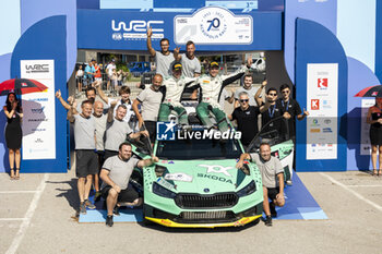 2023-09-10 - MIKKELSEN Andreas (NOR), SKODA FABIA RS, RC2, Rally2, portrait, podium, portrait during the Acropolis Rally Greece 2023, 10th round of the 2023 WRC World Rally Car Championship, from September 7 to 10, 2023 in Lamia, Greece - AUTO - WRC - ACROPOLIS RALLY GREECE 2023 - RALLY - MOTORS