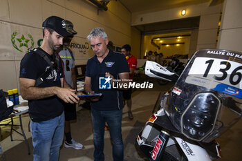 2023-10-11 - 136 BORNE Guillaume (fra), Africa Rallye Team 2023, Husqvarna 450 Rally, action during the Administrative checks and Scrutineering of the Rallye du Maroc 2023, from October 11 to 12, 2023 in Agadir, Morocco - AUTO - RALLYE DU MAROC 2023 - RALLY - MOTORS