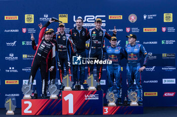 2023-10-29 - The Driver, Rovanpera (Fin) and Jonne Halttunen (Fin) ,Thierry Neuville (Bel) and Martijn Wydaeghe (Bel) , OfT eam Principa Julien Moncet,Ott Tanak (Est) and Martin Jarveoja (Est,During,Fia World Rally Championship Wrc Central European Rally, In Celebrating The Final Podium,Passau ,Germany,28 October 2023 - FIA WORLD RALLY CHAMPIONSHIP WRC CENTRAL EUROPEAN RALLY 2023 - RALLY - MOTORS