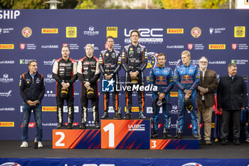 2023-10-29 - NEUVILLE Thierry (FRA), HYUNDAI I20 N Rally1 Hybrid, portrait, TANAK Ott (EST), M-SPORT FORD WORLD RALLY TEAM, FORD Puma Rally1 Hybrid, WRC, portrait, ROVANPERA Kalle (FIN), TOYOTA Yaris Rally1 Hybrid, portrait, podium, portrait during the Central European Rally 2023, 12th round of the 2023 WRC World Rally Car Championship, from October 26 to 29, 2023 in Passau, Germany - AUTO - WRC - CENTRAL EUROPEAN RALLY 2023 - RALLY - MOTORS