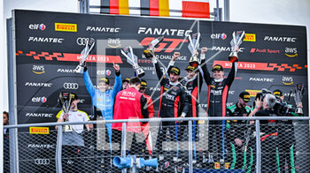 2023-04-23 - Celebrating the final Podium,Pro category,Team Rowe Racing,BMW M4 GT3, first and second place,Team Iron Lynx,Lamborghini Huracan GT3 EVO2,third place - FANATEC GT WORLD CHALLENGE EUROPE POWERED BY AWS - 2023 MONZA  - GRAND TOURISM - MOTORS