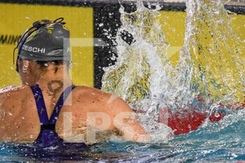 2023-04-15 - Franceschi Sara (Fiamme Gialle) Celebrate after win during the UnipolSai Absolute Italian Swimming Championship spring season 22/23  at Riccione (Italy) on 15th of April 2023 - UNIPOLSAI ABSOLUTE ITALIAN CHAMPIONSHIP - SWIMMING - SWIMMING