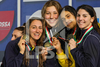 2023-04-16 - Medlay team (Circolo Canottieri Aniene) 4x200 freestyle medal ceremony at the UnipolSai Absolute Italian Swimming Championship spring season 22/23  at Riccione (Italy) on 16th of April 2023 - UNIPOLSAI ABSOLUTE ITALIAN CHAMPIONSHIP - SWIMMING - SWIMMING