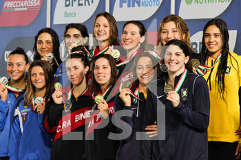 2023-04-16 - Team Medley 4x200 freestyle medal ceremony at the UnipolSai Absolute Italian Swimming Championship spring season 22/23  at Riccione (Italy) on 16th of April 2023 - UNIPOLSAI ABSOLUTE ITALIAN CHAMPIONSHIP - SWIMMING - SWIMMING