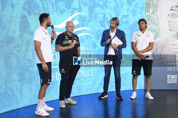 2023-06-22 - Francesco Di Fulvio, Alessandro Campagna, Massimiliano Rosolino and Marco Del Lungo during the Press Conference to present the International Swimming Championships - 59th Settecolli Trophy at We Sport Up hall, 22 June 2023, Rome, Italy. - PRESS CONFERENCE - 59TH SETTE COLLI TROPHY - SWIMMING - SWIMMING