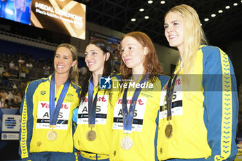 2023-07-24 - Team Australia (Mollie O'Callaghan, Shayna Jack, Meg Harris, Emma McKeon) 1st place, Women's 4x100m Freestyle Relay Medal Ceremony during the 20th FINA Swimming World Championships Fukuoka 2023 on July 23, 2023 at Marine Messe Fukuoka in Fukuoka, Japan - SWIMMING - WORLD CHAMPIONSHIPS 2023 - SWIMMING - SWIMMING
