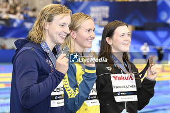 2023-07-24 - Katie Ledecky of United States 2nd place, Ariarne Titmus of Australia 1st place, Erika Fairweather of New Zealand 3rd place, Women's 400m Freestyle Final during the 20th FINA Swimming World Championships Fukuoka 2023 on July 23, 2023 at Marine Messe Fukuoka in Fukuoka, Japan - SWIMMING - WORLD CHAMPIONSHIPS 2023 - SWIMMING - SWIMMING
