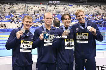 2023-07-29 - USA team Silver medal, Men's 4x200m Freestyle Relay Medal Ceremony during the 20th FINA Swimming World Championships Fukuoka 2023 on July 28, 2023 at Marine Messe Fukuoka in Fukuoka, Japan - SWIMMING - WORLD CHAMPIONSHIPS 2023 - SWIMMING - SWIMMING