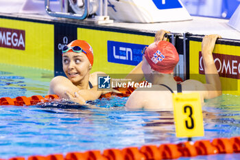 2023-12-07 - Harris Medi of Great Britain celebrating the win during Women’s 200m Backstroke Final at the LEN Short Course European Championships 2023 on December 7, 2023 in Otopeni, Romania - SWIMMING - LEN SHORT COURSE EUROPEAN CHAMPIONSHIPS 2023 - DAY 3 - SWIMMING - SWIMMING