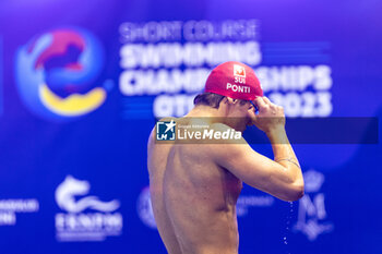 2023-12-08 - Ponti Noe of Switzerland after winning Men’s 200m Butterfly Final at the LEN Short Course European Championships 2023 on December 8, 2023 in Otopeni, Romania - SWIMMING - LEN SHORT COURSE EUROPEAN CHAMPIONSHIPS 2023 - DAY 4 - SWIMMING - SWIMMING