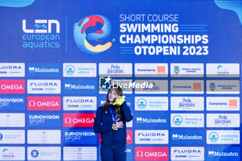 2023-12-08 - Gastaldello Beryl of France crying during the podium celebration for Women’s 100m Freestyle at the LEN Short Course European Championships 2023 on December 8, 2023 in Otopeni, Romania - SWIMMING - LEN SHORT COURSE EUROPEAN CHAMPIONSHIPS 2023 - DAY 4 - SWIMMING - SWIMMING