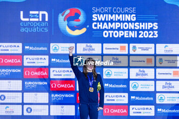 08/12/2023 - Gastaldello Beryl of France crying during the podium celebration for Women’s 100m Freestyle at the LEN Short Course European Championships 2023 on December 8, 2023 in Otopeni, Romania - SWIMMING - LEN SHORT COURSE EUROPEAN CHAMPIONSHIPS 2023 - DAY 4 - NUOTO - NUOTO