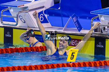 09/12/2023 - Hansson Louise of Sweden celebrating the win during Women’s 100m Butterfly Final at the LEN Short Course European Championships 2023 on December 9, 2023 in Otopeni, Romania - SWIMMING - LEN SHORT COURSE EUROPEAN CHAMPIONSHIPS 2023 - DAY 5 - NUOTO - NUOTO