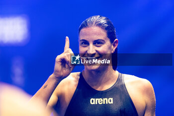 2023-12-09 - Bonnet Charlotte of France celebrating after getting second place in Women’s 200m Individual Medley Final at the LEN Short Course European Championships 2023 on December 9, 2023 in Otopeni, Romania - SWIMMING - LEN SHORT COURSE EUROPEAN CHAMPIONSHIPS 2023 - DAY 5 - SWIMMING - SWIMMING
