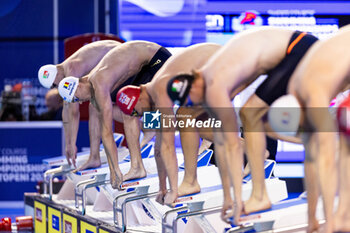 2023-12-10 - David Popovici of Romania on the starting block during Men’s 100m Freestyle Final at the LEN Short Course European Championships 2023 on December 10, 2023 in Otopeni, Romania - SWIMMING - LEN SHORT COURSE EUROPEAN CHAMPIONSHIPS 2023 - DAY 6 - SWIMMING - SWIMMING