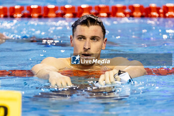 2023-12-10 - Grousset Maxime of France celebrating the victory during Men’s 100m Freestyle Final at the LEN Short Course European Championships 2023 on December 10, 2023 in Otopeni, Romania - SWIMMING - LEN SHORT COURSE EUROPEAN CHAMPIONSHIPS 2023 - DAY 6 - SWIMMING - SWIMMING