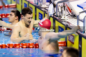 10/12/2023 - Grousset Maxime of France celebrating the victory during Men’s 100m Freestyle Final at the LEN Short Course European Championships 2023 on December 10, 2023 in Otopeni, Romania - SWIMMING - LEN SHORT COURSE EUROPEAN CHAMPIONSHIPS 2023 - DAY 6 - NUOTO - NUOTO