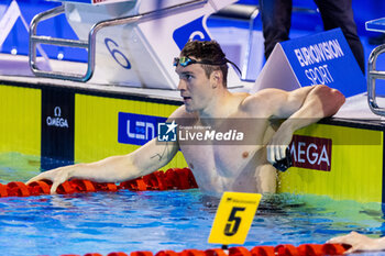 2023-12-10 - Gigler Heiko of Austria celebrating the win during Men’s 100m Individual Medley Final at the LEN Short Course European Championships 2023 on December 10, 2023 in Otopeni, Romania - SWIMMING - LEN SHORT COURSE EUROPEAN CHAMPIONSHIPS 2023 - DAY 6 - SWIMMING - SWIMMING