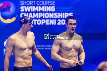 10/12/2023 - Gigler Heiko of Austria and Reitshammer Bernhard of Austria after Men’s 100m Individual Medley Final at the LEN Short Course European Championships 2023 on December 10, 2023 in Otopeni, Romania - SWIMMING - LEN SHORT COURSE EUROPEAN CHAMPIONSHIPS 2023 - DAY 6 - NUOTO - NUOTO